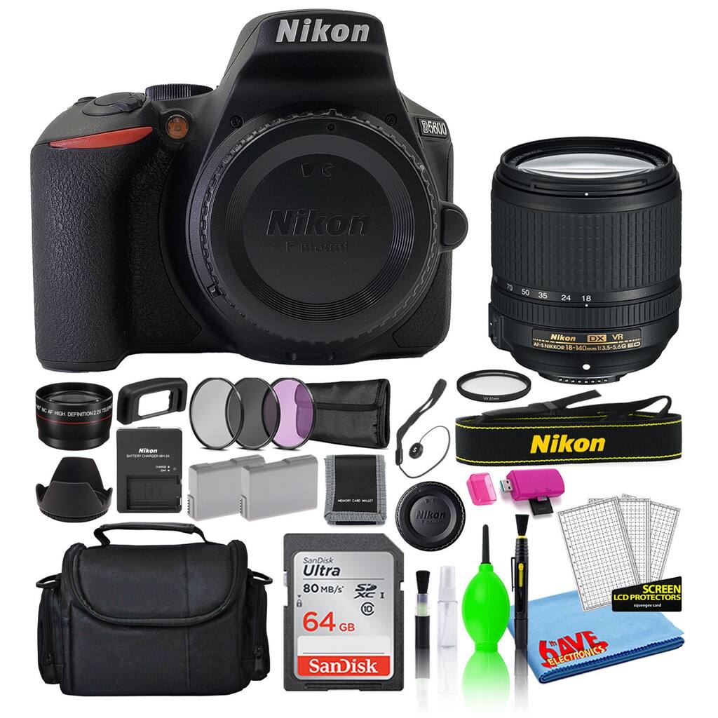 Nikon D5600 Digital Camera with 18-140mm Lens (1577) 64GB SD Card