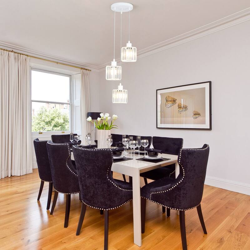 Modern 3-Light Crystal Chandelier, Kitchen Island Pendant Lights, Classic Semi Flush Mount Chandelier for Dining Room