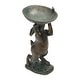 preview thumbnail 4 of 3, Decorative Resin Rabbit Bird Bath, Green Patina Finish