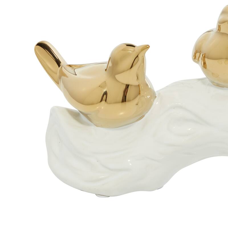 Gold Porcelain Ceramic Bird Decorative Sculpture