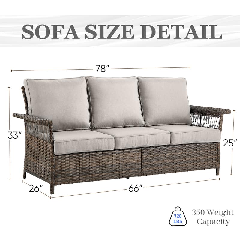 Outdoor Rattan Sofa with Cushion