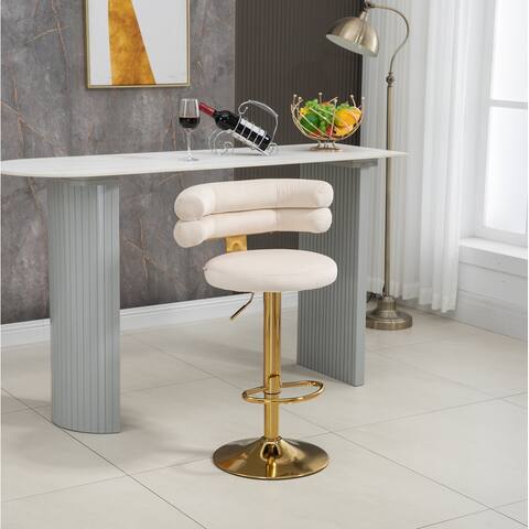 Bar Stools with Back & Footrest, Counter Height Bar Chairs Velvet
