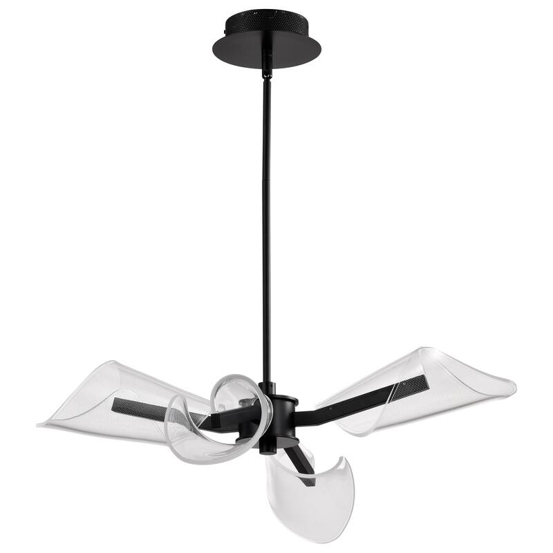 Sedona 27 Inch 4 Light LED Chandelier Matte Black Silk Screened Acrylic Lens - Matte Black