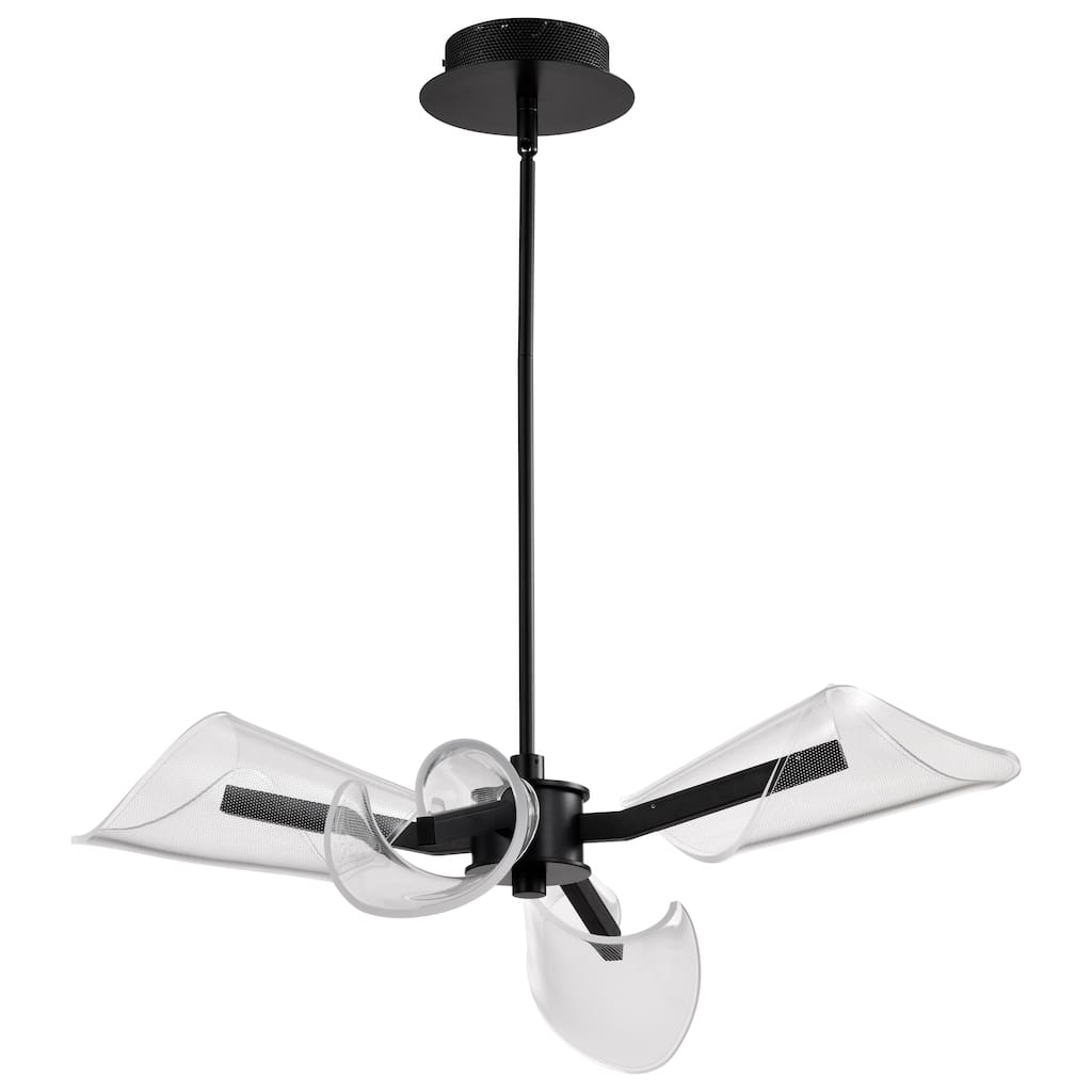 Sedona 27 Inch 4 Light LED Chandelier Matte Black Silk Screened Acrylic Lens