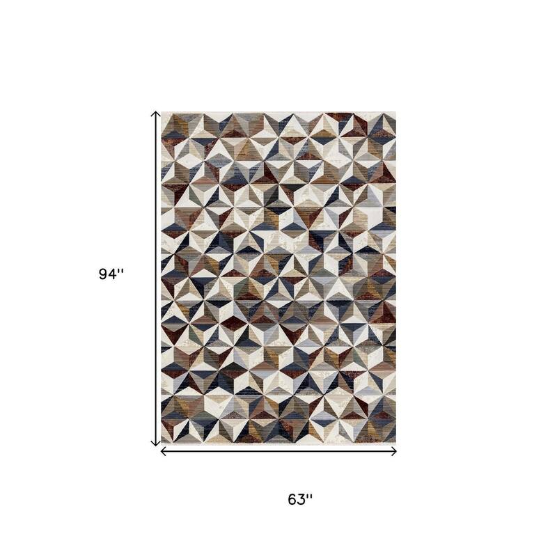 HomeRoots Geometric Modern Rectangle Area Rug - 5' X 8'