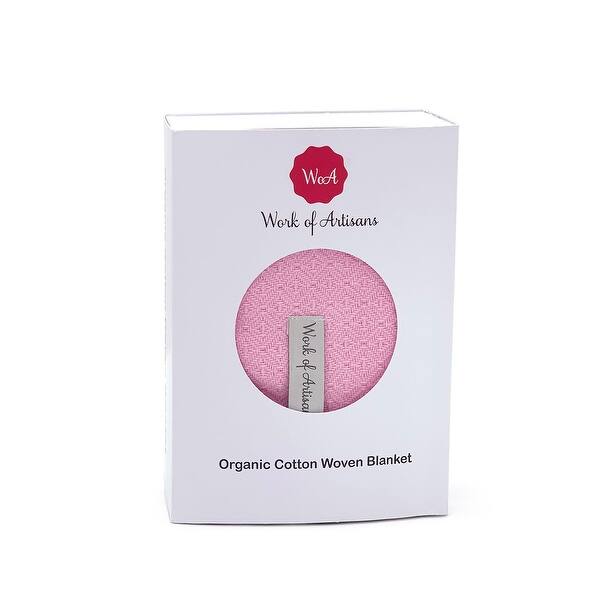 Work Of Artisans Organic Cotton Woven Baby Blanket Baby Pink W Dark Pink Hemming Overstock 33737442