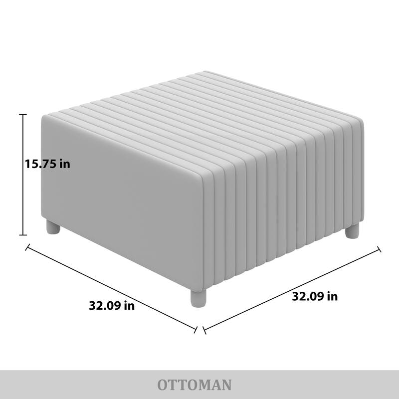 CraftPorch Contemporary Clean-Line Linen Upholstered Ottoman