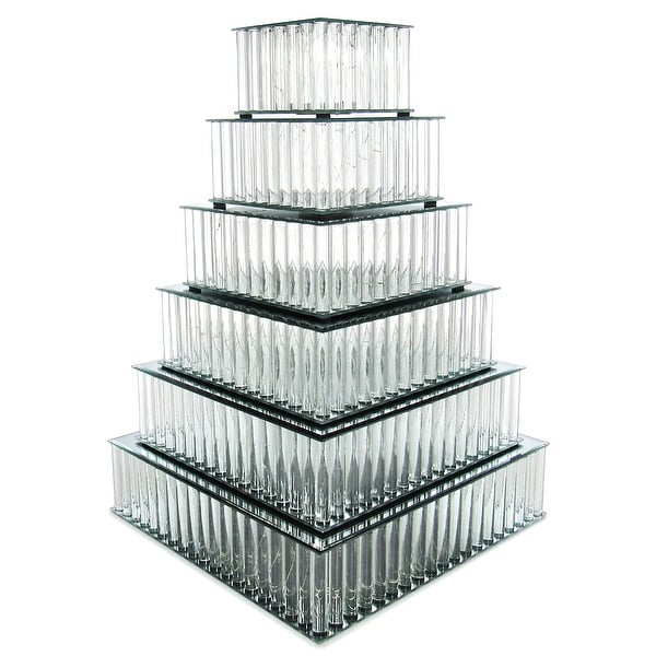 Square Mirror LED Fairy Light Up Glass Columns Cake Stand Dessert Display Tray Riser. Opens flyout.