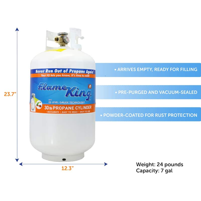 Flame King 30LB Steel Propane Tank Cylinder with Gauge and OPD Valve
