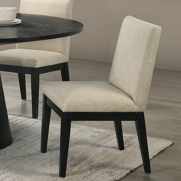 Froja Side Chair (Set-2) in Beige Fabric & Black Finish - Bed Bath ...