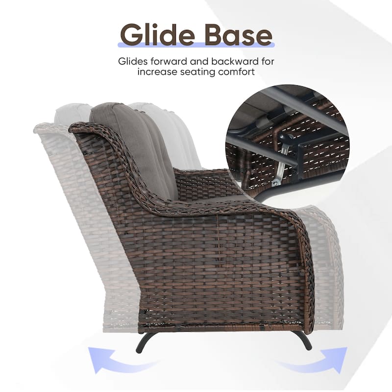 Gymojoy 2 Seat Stylish Patio Loveseat Glider Sofa with Water-Resistant Olefin Cushions