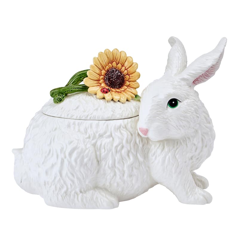 Fitz and Floyd Sunflower Rabbits Cookie Jar, 2 Quarts - N/A