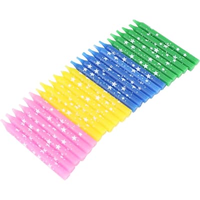 Chef Craft 24pc Assorted Color 2.5 Inch Tall Classic Star Birthday Candles Set