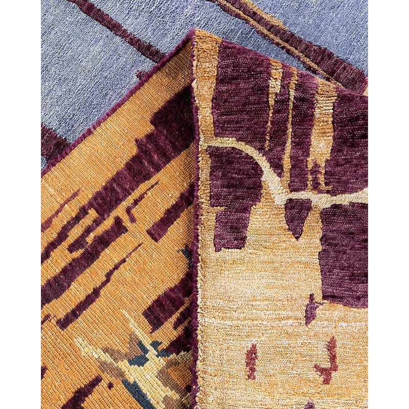 Modern One-of-a-Kind Hand-Knotted Area Rug - Pink, 9' 3" x 12' 1" - 9' 3" x 12' 1"