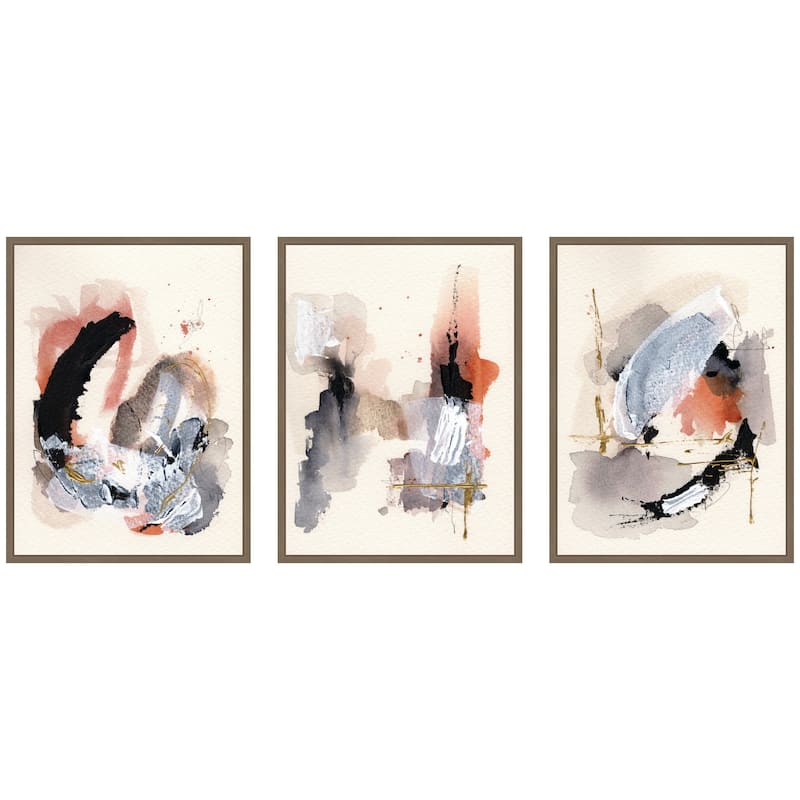 Kate and Laurel Sylvie Urban Wanderer 1, 3 and 4 Framed Canvas Art Set by Xizhou Xie - 3 Piece