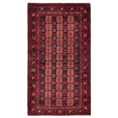 ECARPETGALLERY Hand-knotted Royal Baluch Black, Red Wool Rug - 3'8 x 6'6