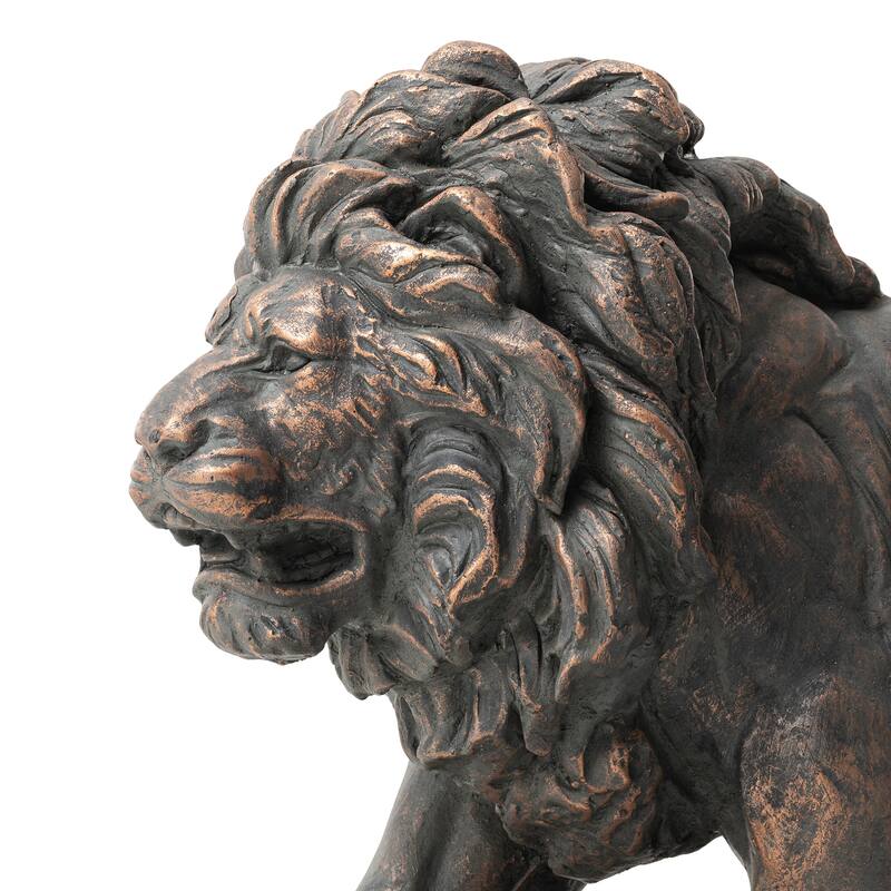 Glitzhome 24.5"L MGO Guardian Walking Lion Statue Indoor Outdoor Garden Sculpture Front Door Porch Decor