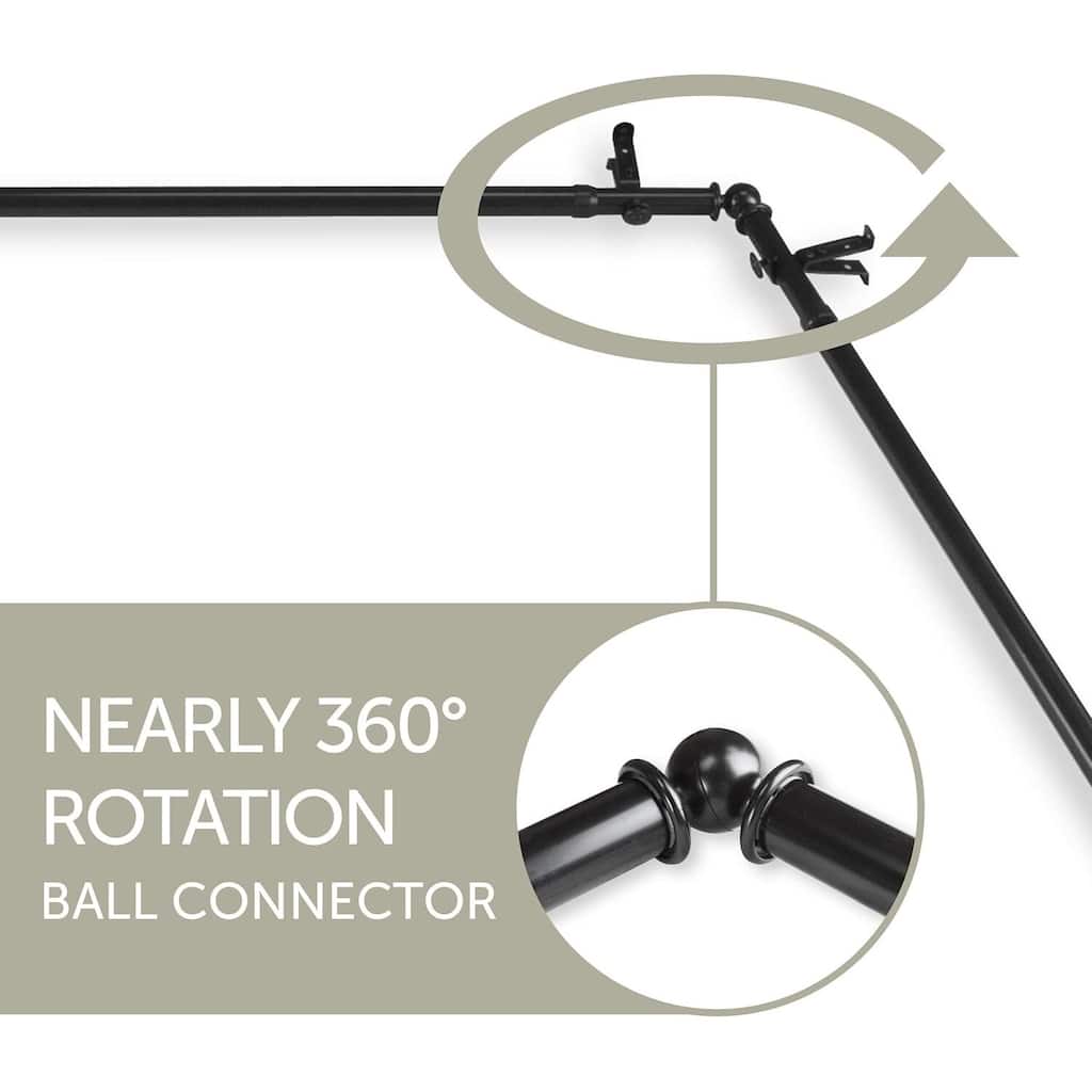 Chic Bay Window Curtain Rod - 13/16 Inch, 6-Sided Black Corner Rods for Draperies - M