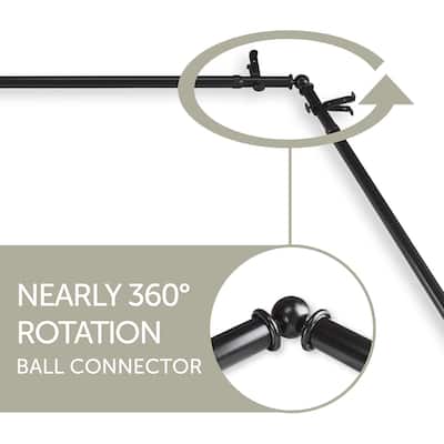 Victorian Single Curtain Rod - 13/16 Inch Black Corner Rod for Bay Windows - Drapery Hardware - M