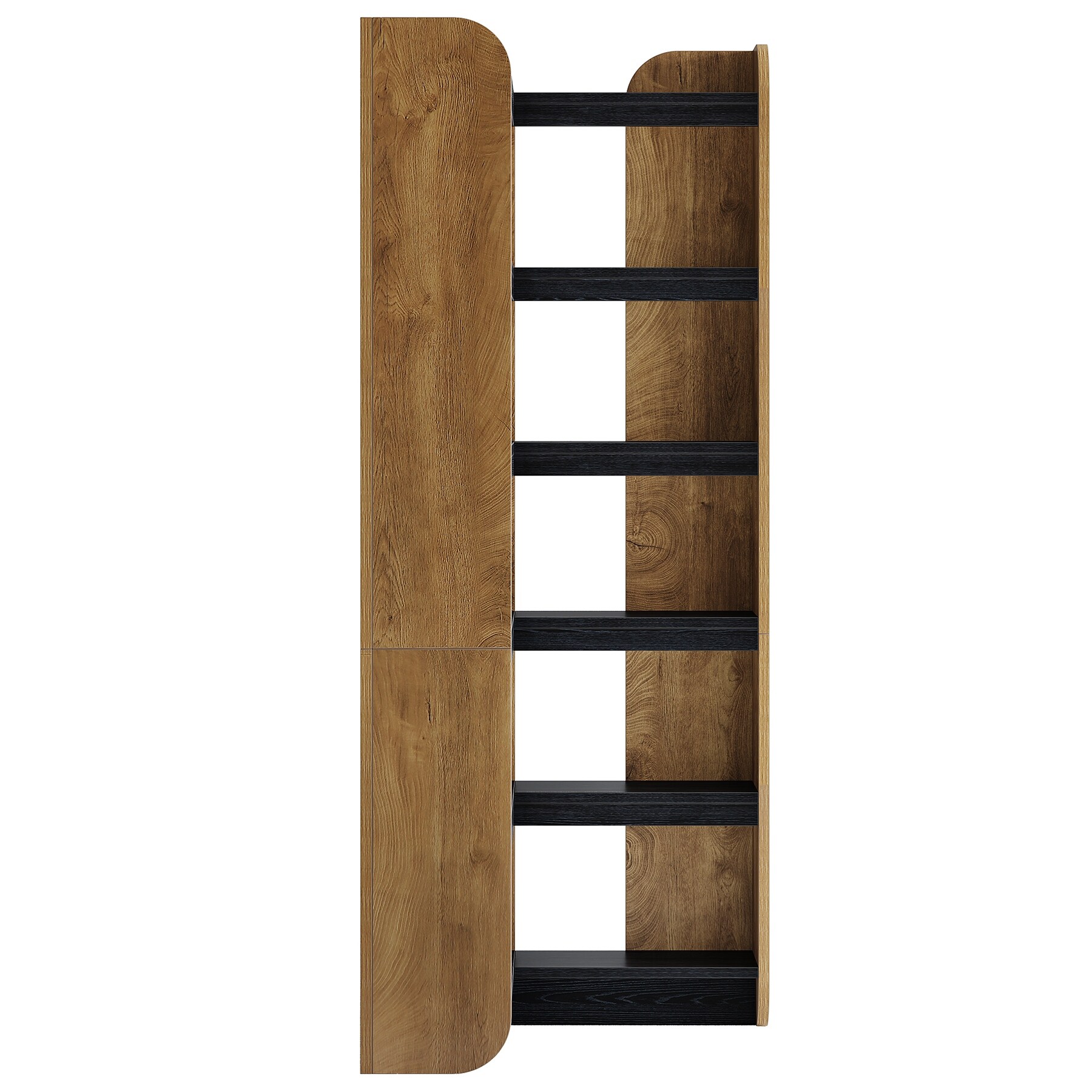70.9″ Corner Bookshelf, Wooden Open Shelf Bookcase, 6-Tier