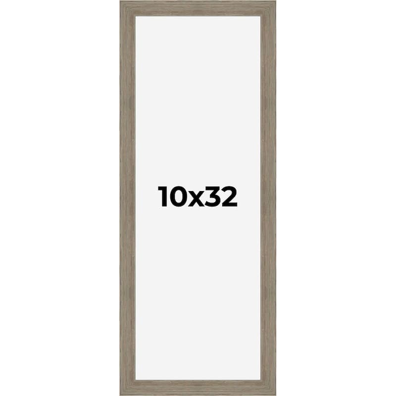 10x32 Grey Rustic Wide Barnwood Picture Frame - UV Acrylic, Foam Board Backing, Hanging Hardware