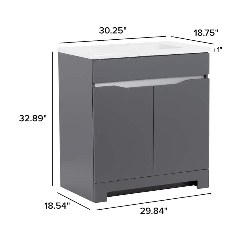 Brennan 30" 2-Door Bathroom Vanity With White Sink Top
