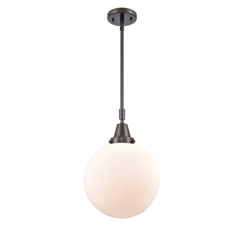 Innovations Lighting Downtown Urban - Caden Beacon - 1 Light 10" Stem Hung Mini Pendant - Oil Rubbed Bronze/Matte White Shade