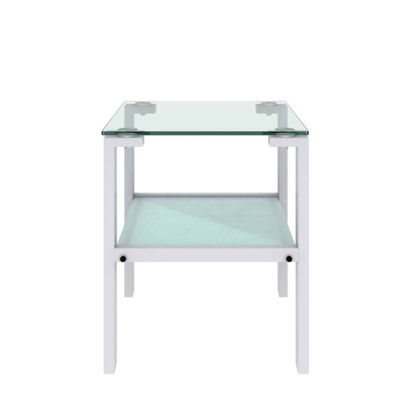 Set of 2, Glass two layer tea table, small round table, bedroom corner table, living room side table,Black