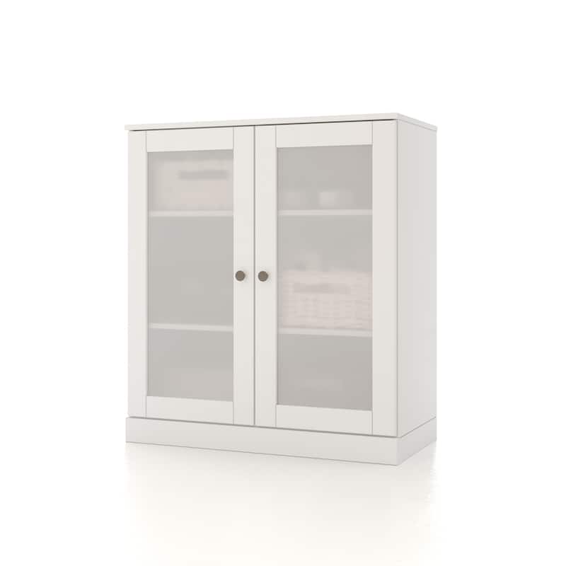 Palace Imports 100% Solid Wood 32" Bathroom Cabinet with Frosted Glass Doors and Adjustable Shelves