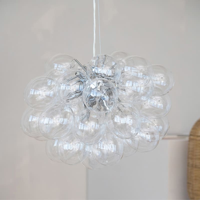 Glass and Metal Pendant Lamp - Clear