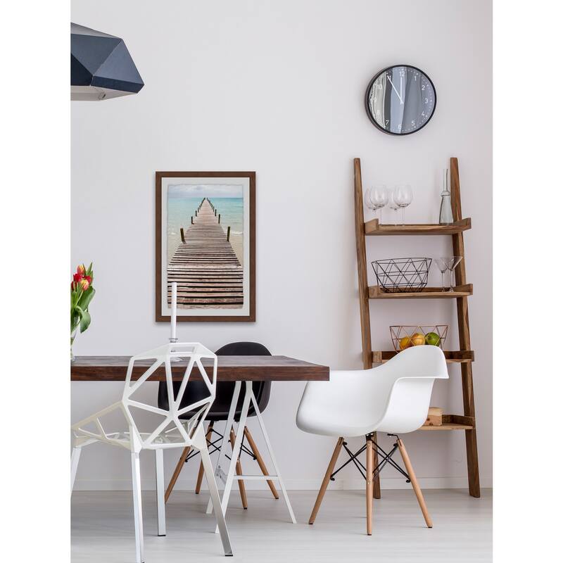 Boardwalk Beach Scene Framed Painting Print - Coastal Wall Art Decor