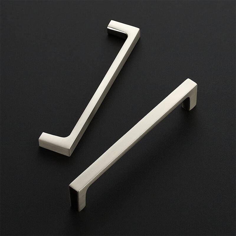 25 Pack Solid 5 Inch Kitchen Square Cabinet Handles - Satin Nickel - 8"L x 3"W