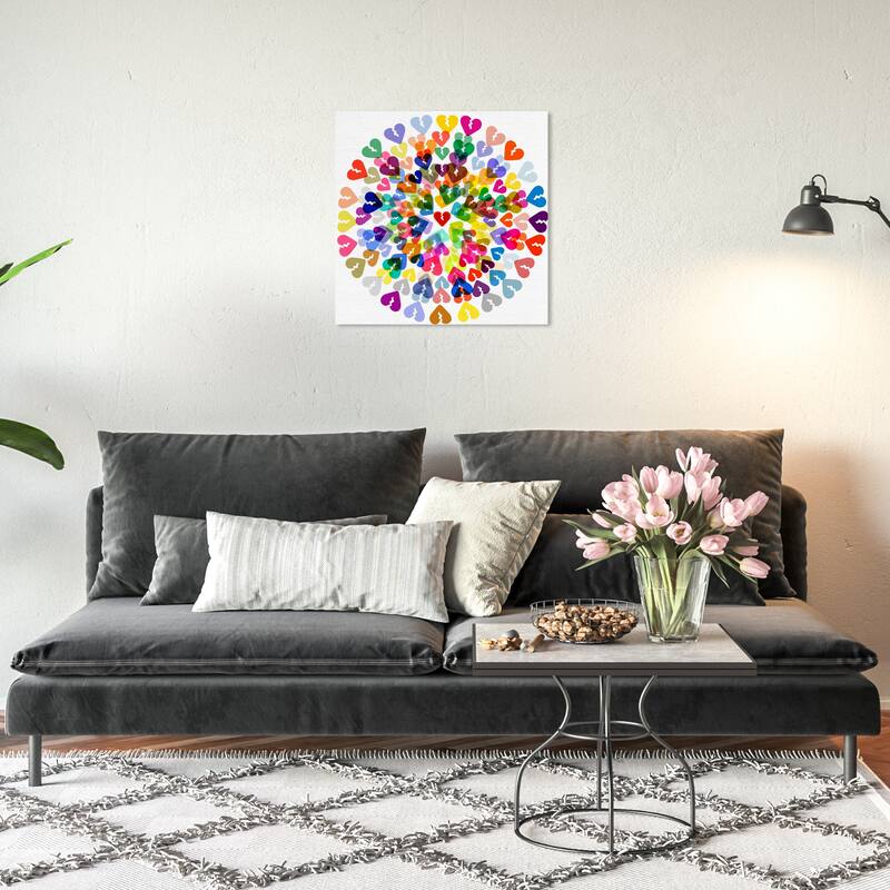 Wynwood Studio Canvas Fashion and Glam Broken Heart Colorful Mandala Yellow Modern & Contemporary Wall Art Canvas Print - 20 x 20