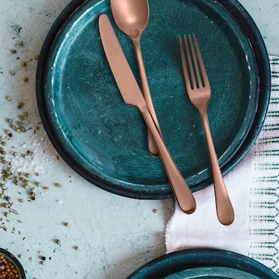 Skandia™ Mirabella Satin Copper - 20 Piece Flatware Set, Service for 4, Forged, Titanium