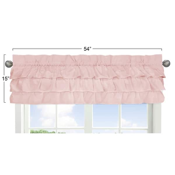 Sweet Jojo Designs Solid Color Blush Pink Shabby Chic Ruffle Harper Collection Window Curtain Valance - 54in. x 15in.