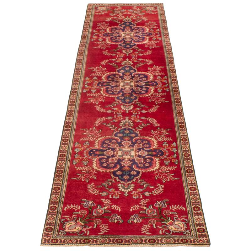 ECARPETGALLERY Hand-knotted Kayseri Vintage Red Wool Rug - 3'1 x 12'2