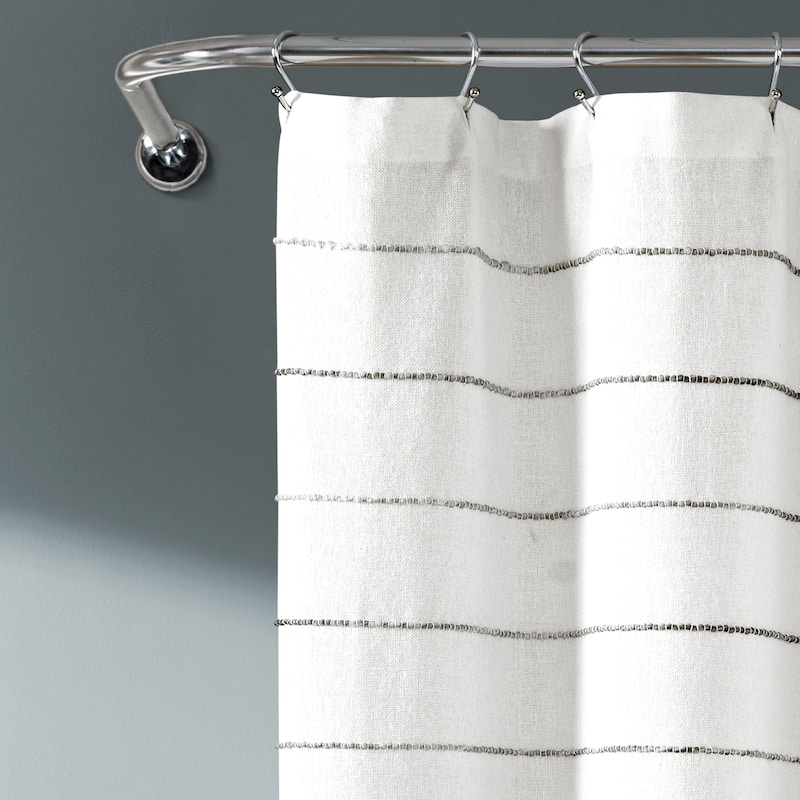 Lush Decor Ombre Stripe Yarn Dyed Cotton Shower Curtain