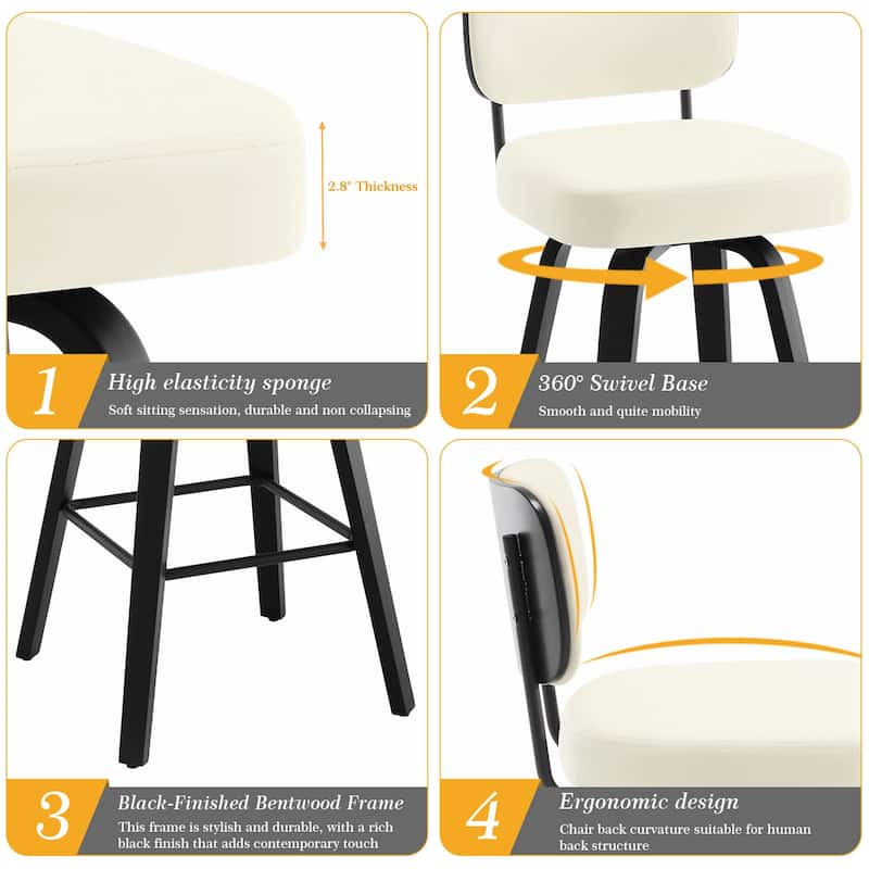 26"/29" Swivel Counter/Bar Stools with Black Bentwood Legs