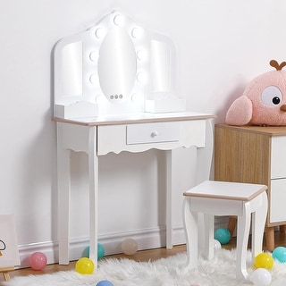 Toddlers and Kids Vanity Set with 3 Mirrors and Stool