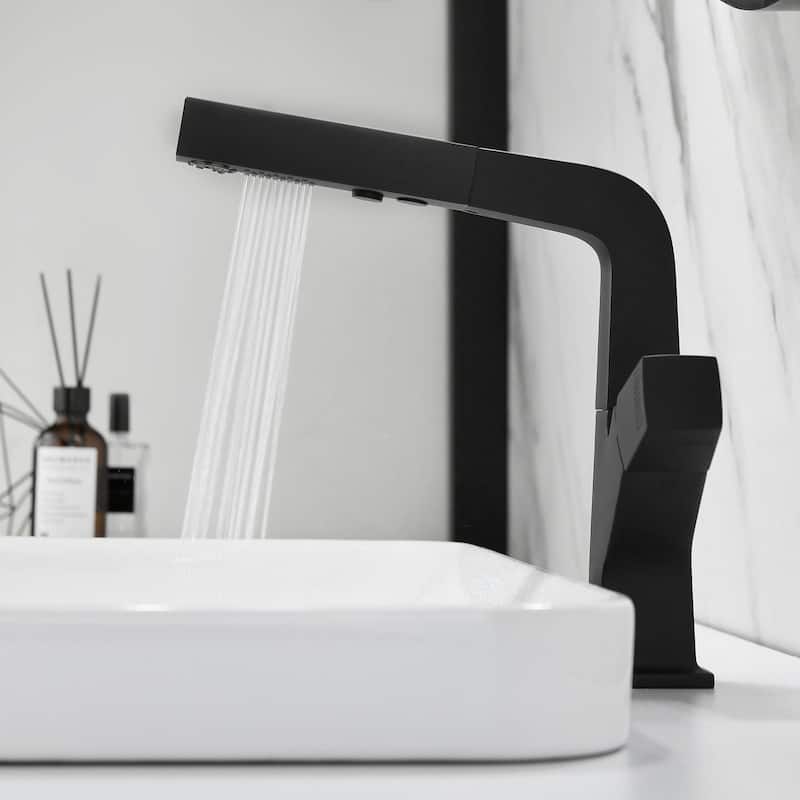 Solid Brass Pull Out 360° Swivel Single Hole Bathroom Faucet