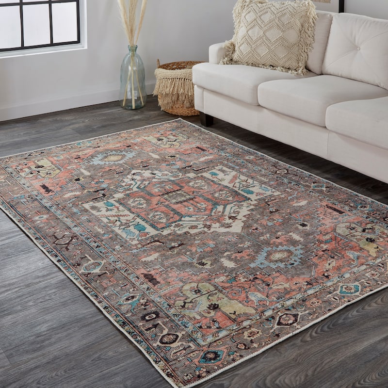 Prescott Vintage Medallion Rug, Pink Clay/Warm Gray, Accent Rug