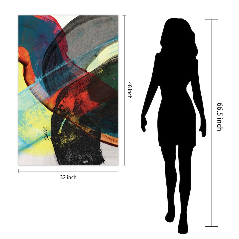 "Carnival Crossing Abstract I&II" Frameless Free Floating Reverse Printed Tempered Glass Wall Art Set of 2