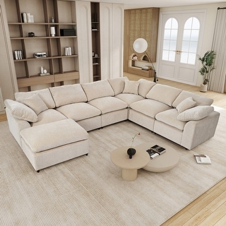 Oversized Modular Sectional Sofa with Ottoman L Shaped Corner
