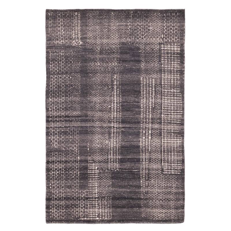 ECARPETGALLERY Hand-knotted Tangier Dark Grey Wool Rug - 5'1 x 8'3