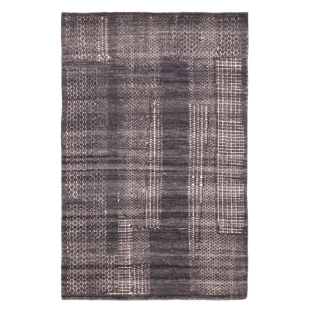 ECARPETGALLERY Hand-knotted Tangier Dark Grey Wool Rug - 5'1 x 8'3