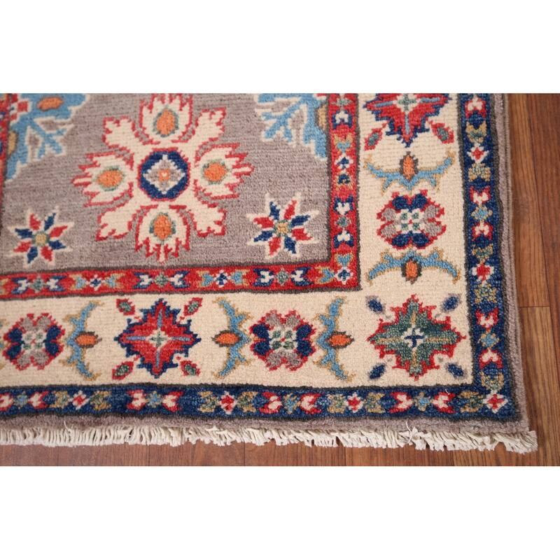 Geometric Kazak Foyer Rug Hand-Knotted Wool Carpet - 2'0" x 2'9"