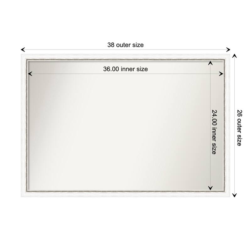 Morgan Non-Beveled Wood Framed Wall Mirror - Morgan White Silver - Glass Size 36x24