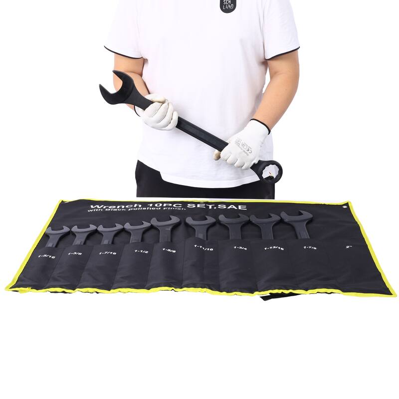 Jumbo Combination Wrench Set Extra Large,10 PC SAE Black-Oxide Jumbo Combo Wrench Set 1-5/16" - 2" with pouch