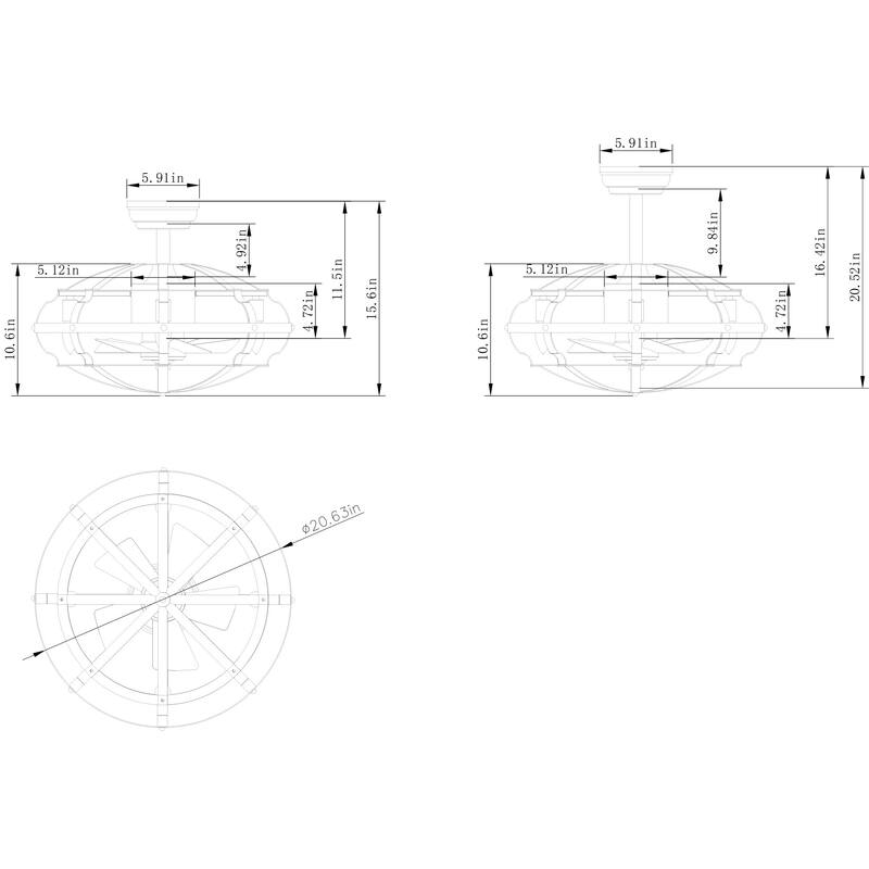 Industrial Ceiling Fan Light Kit for Living Room Bedroom Kitchen