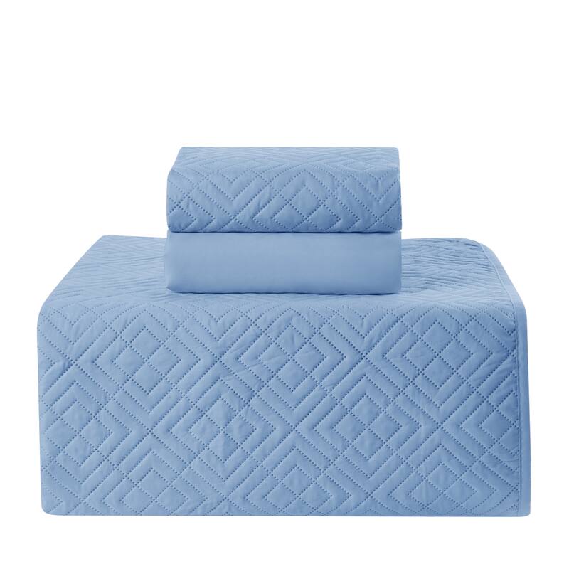 Clara Clark Diamond Weave Toddler Bedding Set, 3PC Bedspread Set - All Season Quilted Comforter, Fitted Sheet, and Pillow Sham